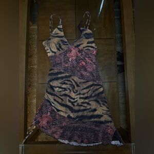 Princess Polly Tiger Print Mesh Mini Dress Size 4
